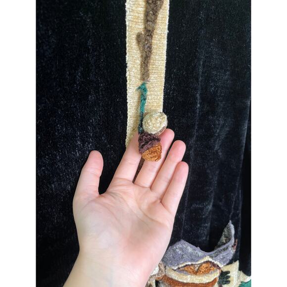 1990s J Two New York Chenille Cabin Forest Woodland Acorn Pinecone Cardigan M - Picture 4 of 10